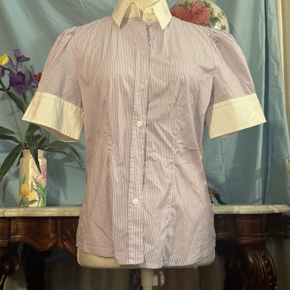 The Limited Purple and White Striped Button Down Shirt